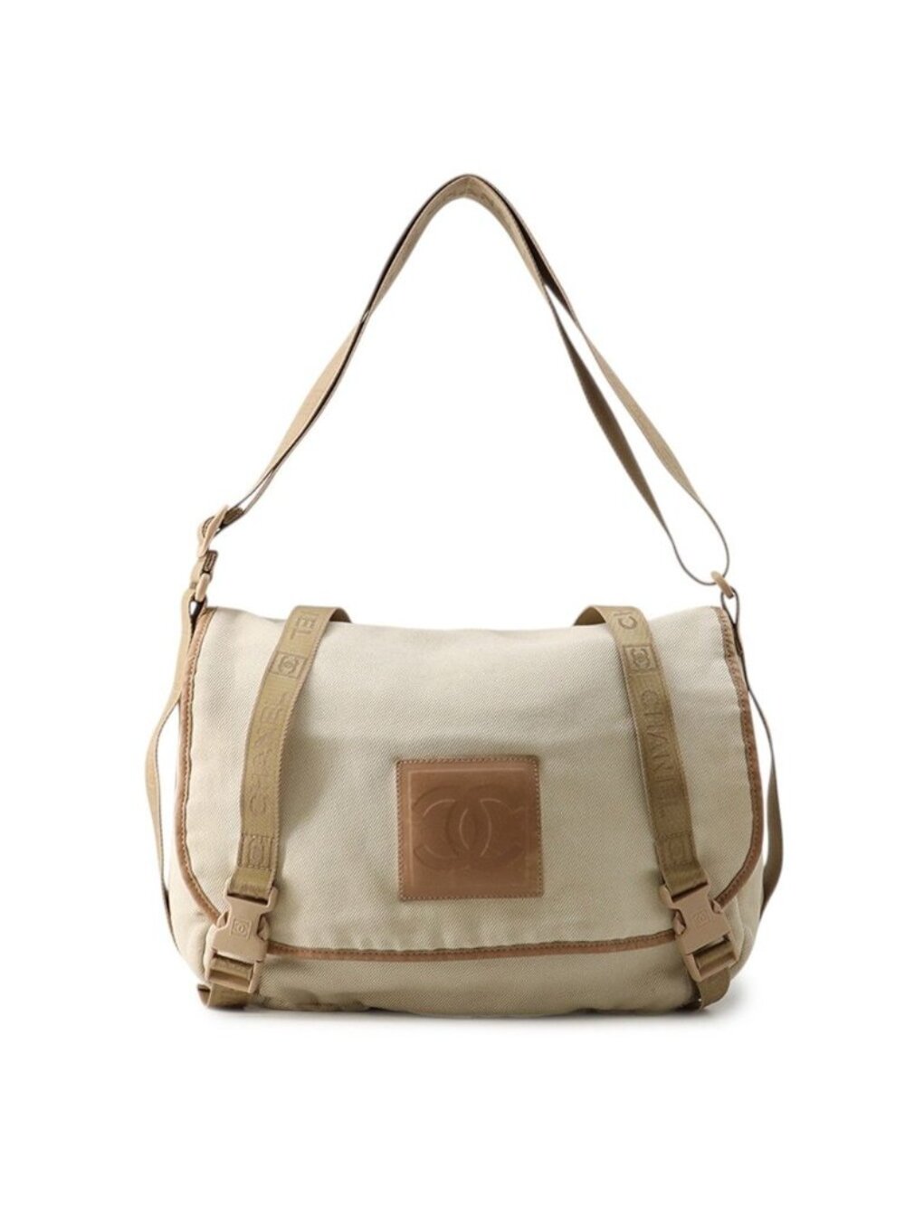 Chanel Shoulder Bag Vintage CC Logo Sports Line Canvas Leather Messenger